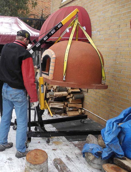 lifting pizza oven