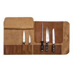 Handmade leather knife roll "Utah" Rust - 10 Knives